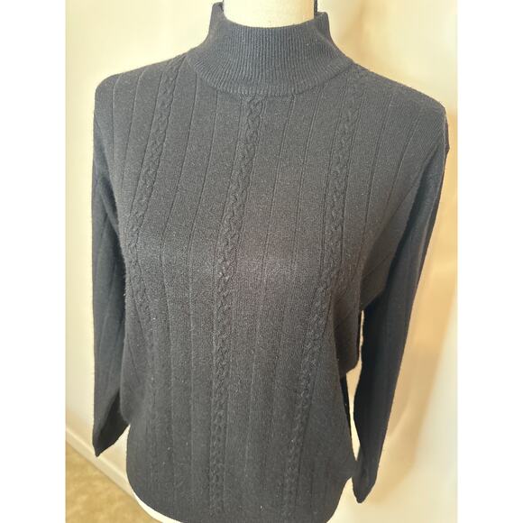 Vintage Claudia Barnes Women's LP Black Long Sleeve Mock Turtle Neck Top Sweater - Picture 4 of 4